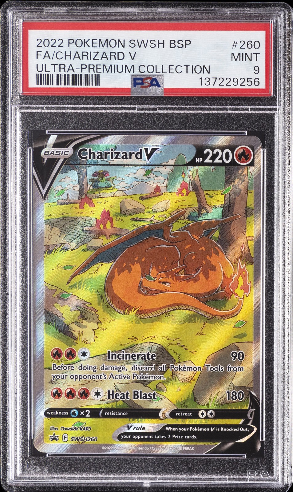 2022 POKEMON SWSH BLACK STAR PROMO #260 FULL ART/CHARIZARD V PSA 9