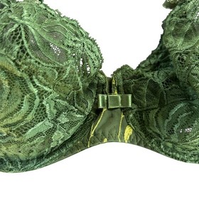 Aubade Paris Bra Forest Green Lace Unlined Underwire Balconette  32DD