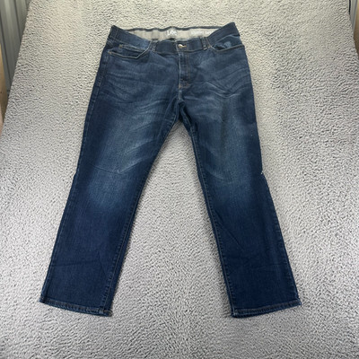 Lee Jeans Mens 40x30 Blue Denim Cotton Straight Tapered Faded Stretch Workwear