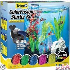 3 Gallon Small Fish Tank Aquarium Starter Kit with Filter Air Pump LED Light