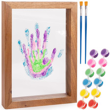 Family Handprint Kit with Magnetic Closure - 4 Acrylic Inserts, 2 Paint Sets, Dr