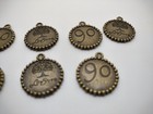 7pcs antiqued bronze color round studded edge patterns charms EF0935