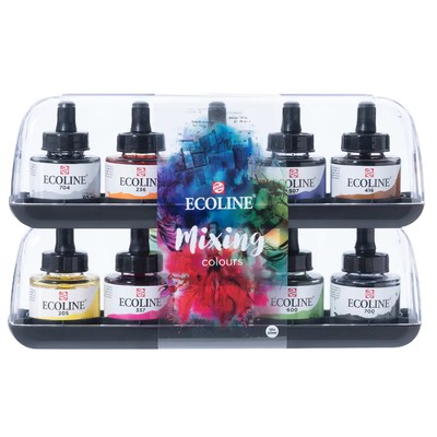 Ecoline Flüssige Wasserfarbe Mischset 10 x 30 ml Leuchtende Aquarellfarben