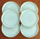 Vintage FIRE KING Turquoise Blue 5 Piece Snack Set 22K Gold Trimmed