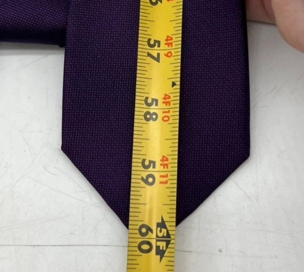 Calvin Klein Mens Silver Spun Solid Neck Tie Purple Business Formal Classic - Image 4 of 4