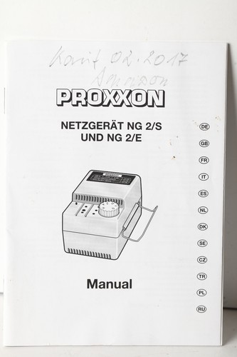 Märklin H0 Instrucciones para fuente de alimentación PROXXON NG 2/S y NG 2/E (355820) | Condition: Gut
