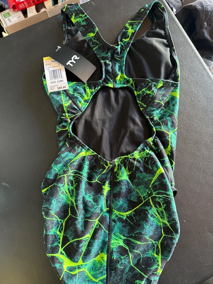 Maiô de corrida TYR DURAFAST verde tamanho 32 M Maxfit Synapse  - Imagem 3 de 3