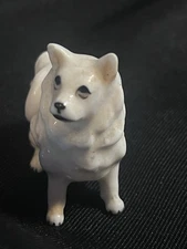 Vintage Japanese Porcelain Shiba Inu Dog Figurine White Spitz Small
