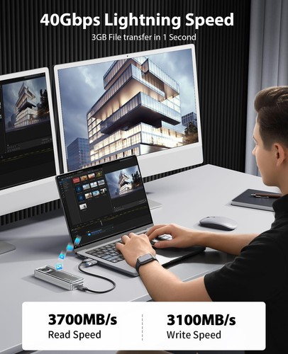 Adaptateur de Boîtier SSD M.2 NVMe 40 Gbps Ventilateur M.2 Intégré Boîtier Ex... - Photo 3/7
