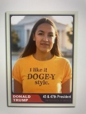 Donald Trump 2025 Equipo Trump” Tarjeta ACEO Personalizada Doge-y AOC