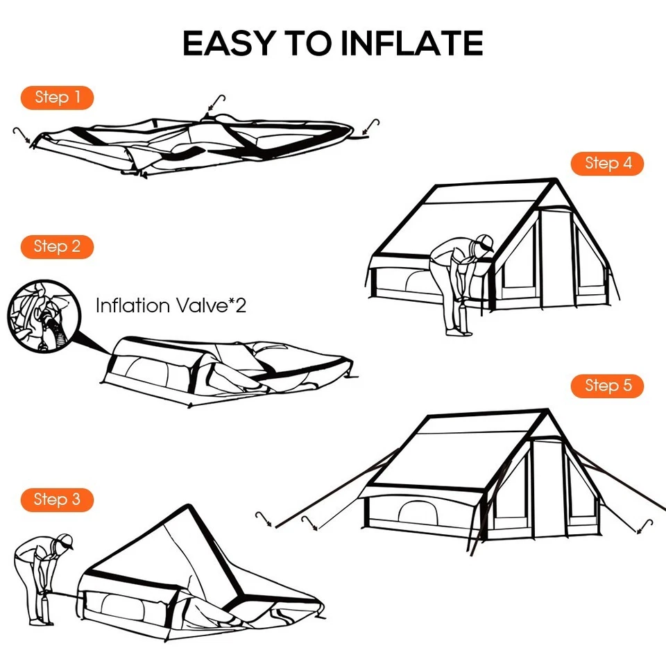 Aisunss inflatable outdoor camping tent family 3-4 person Easy Set up glamping - Image 4 of 4
