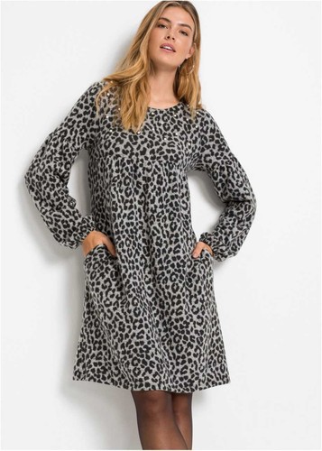 Black and Grey Knitted Tunic Dress with 