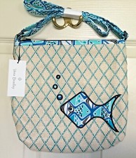 Vera Bradley  "Go Fish Blue"  Straw Beach Crossbody  NWT