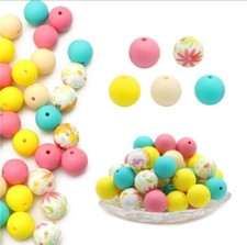 10 pc. Solid printed Silicone 15mm beads Food Grade silicone Solid color 1229223