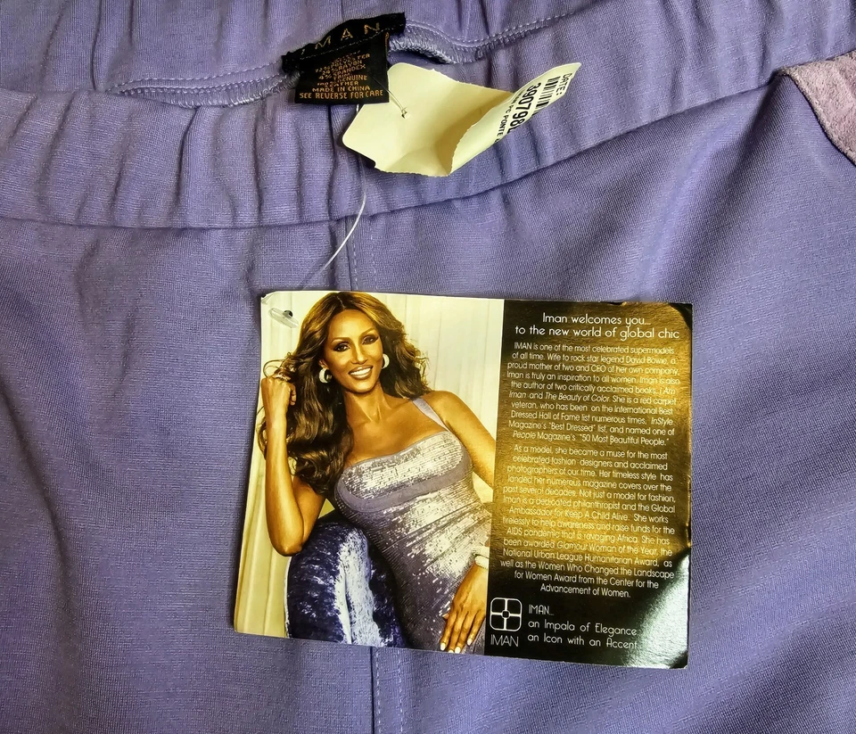 Iman Global Chic PC Ponte & Suede Leg Purple Women's Sz Medium Lounge Pants NWT - Image 2 of 4