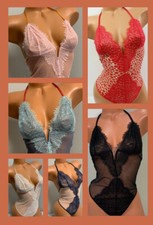 Victorias Secret Black Eyelash Lace Teddy Bodysuit Lingerie sz S or L