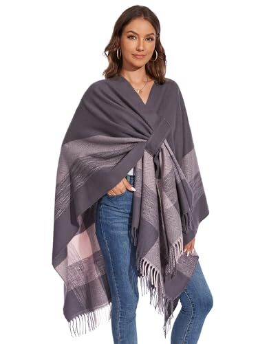 Shawl Wraps for Women, Elegant Knitted Cape Open Front Poncho Scarf Style7 - Picture 1 of 6