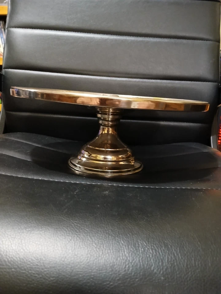 Exibição de bolo floral art nouveau porcelana início dos anos 1900 ao virar suporte cromado - Imagem 2 de 4