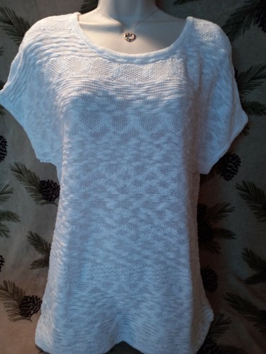 White Sweater Short Sleeve Knit Top 