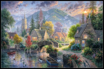 Mountain Village Chart Counted Cross Stitch Pattern Needlework DIY DMC