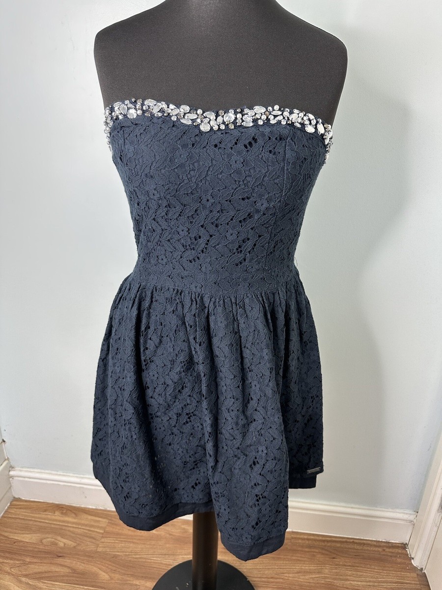 SUPERDRY 50's Prom Eclipse Navy Prom Jewel Dress Size M UK