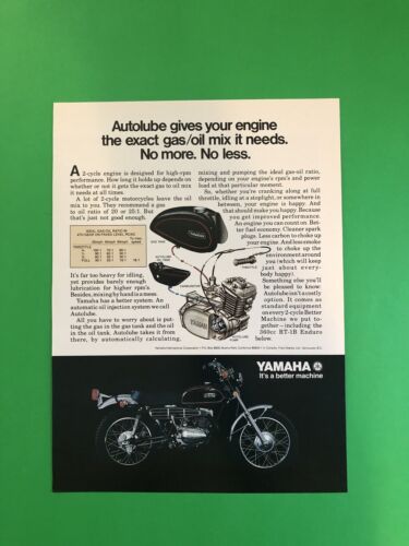 YAMAHA 2 CYCLE STROKE ENGINE ORIGINAL VINTAGE PRINTED AD ADVERTISEMENT - Afbeelding 1 van 1