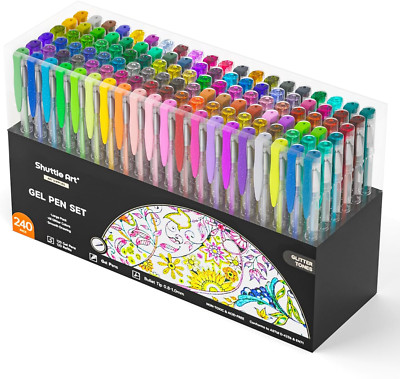 240 Glitter Gel Pens 120 Colors Set with Case Adult Coloring Book Supplies
