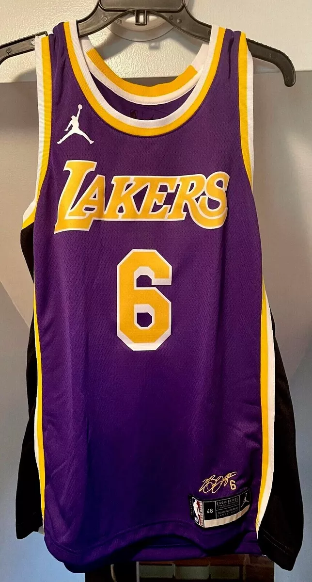 Nike Men's Los Angeles Lakers LeBron James #6 White Dri-Fit Swingman Jersey, XXL