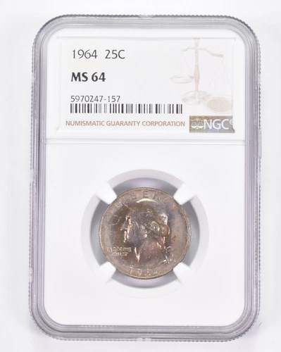 MS64 1964 Washington Quarter - Graded NGC Toned! *8814