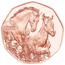 FRIENDS FOR LIFE Austria 5 Euro 2020 Copper HORSES EASTER COIN Uncirculated