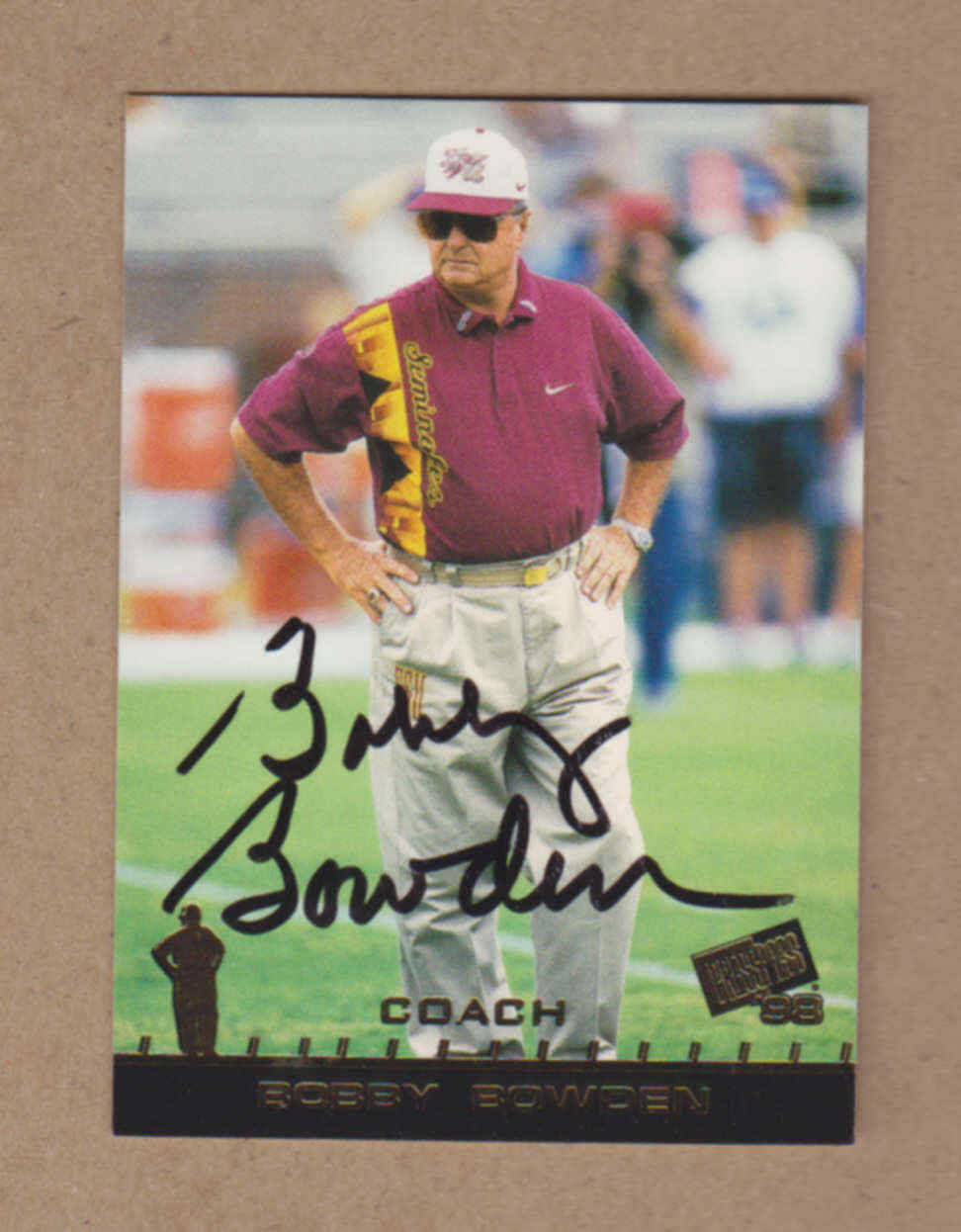 Bobby Bowden Autographed Signed Florida State Seminoles (DEC) 1998 Press Pass Florida State FB card # 48 