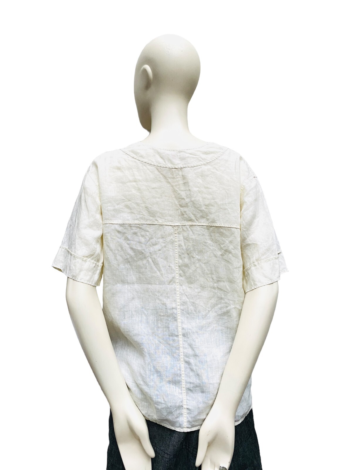 T shirt vintage in lino Yves Saint Laurent anni '70 colore avorio taglia M