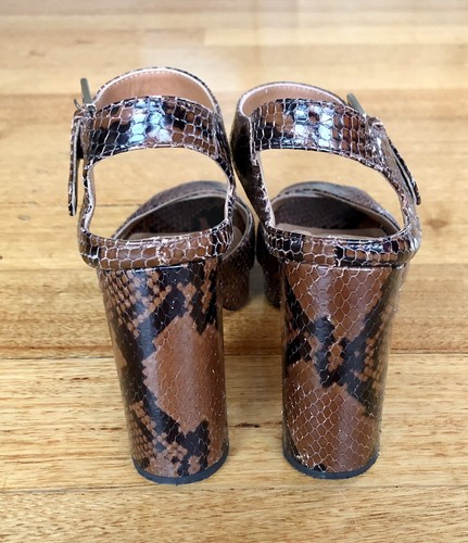 Scanlan Theodore Black & Brown Snakeprint Leather Platform Sandals, Size 37 - Picture 5 of 8