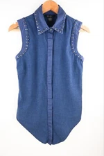 Ksubi "Conquista" sleeveless shirt in dark denim size S