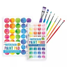 Lil' Watercolor Complete Bundle 36 Color Pods Set of 7 Easy Dry Extra Paint B...