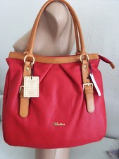 Reto Valentina Italy Red Pebble & Camel Shoulder Bag Tote Nwt ** Summer Fabulous