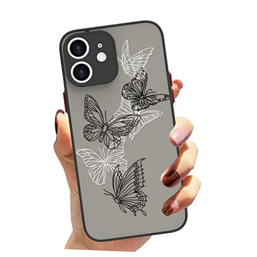 Compatible Black White Butterfly Case, Translucent Matte Soft TPU iPhone 11