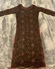 Pakistani Embroidered Chiffon Black Kameez Dupatta 2 piece Preowned