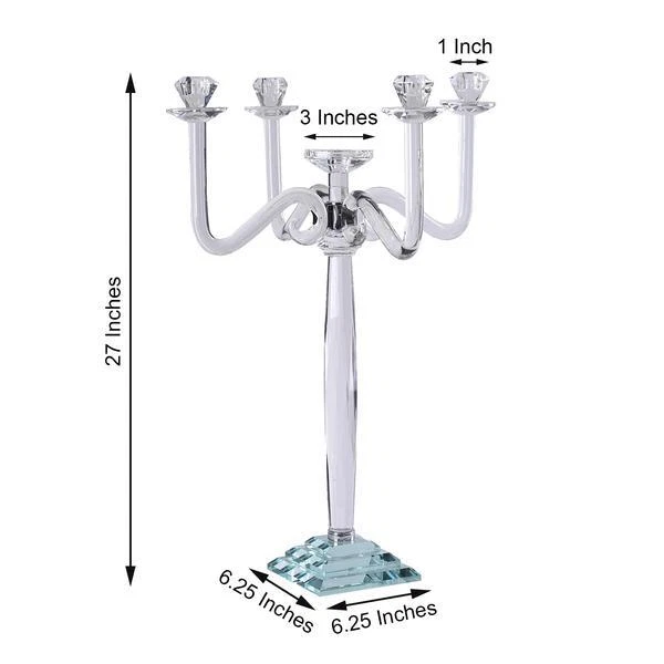 CANDELABRO CANDELABRO 27" TRANSPARENTE 4 Brazos Cristal Suministros Boda Fiesta Foto 2 de 4