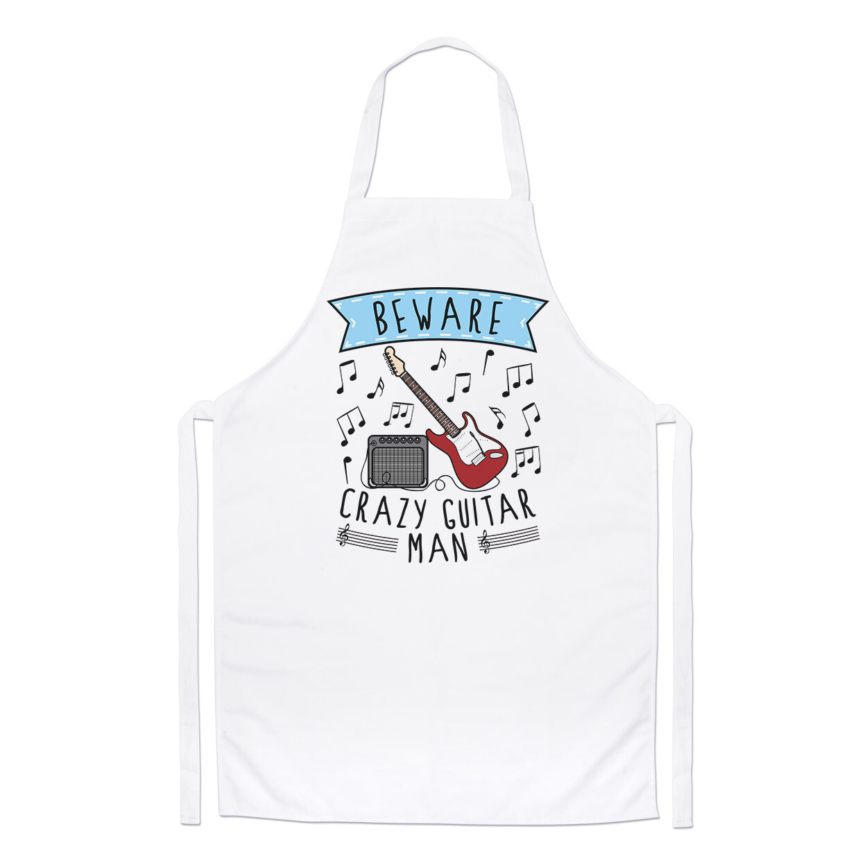 Beware Crazy Guitar Man Chefs Apron Dad Fathers Day Boyfriend Funny Cooking