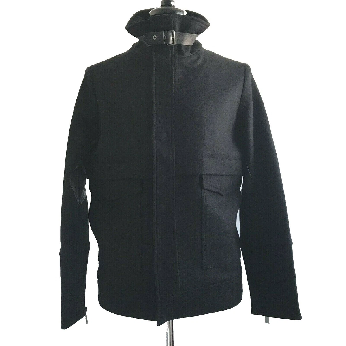 Y 0911348 New Porsche Design Black Wool Zip Jacket Coat Size 48