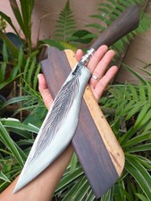 Cuchillo E-Nep tailandés de caza personalizado 9,7” disco de arado forjado grabado, palo de rosa