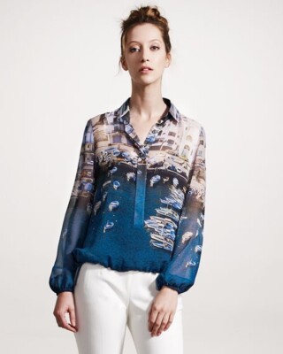 AKRIS Marina Grande Print Shirt SZ 36 = US 4 - NWOT - RT $1,990.00 +Tx