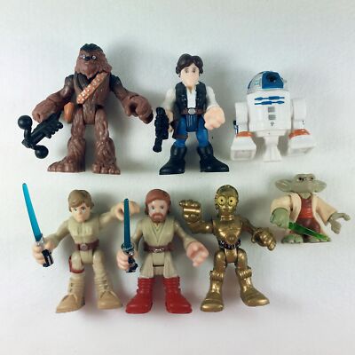 7x Playskool Star Wars Galactic Heroe C3PO R2D2 Han Solo Obi Own Luke Yoda  Chewy