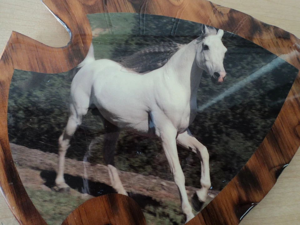 Lot of 2 Vintage Handmade Wood Horse Plaque Rustic Decor Picture - Image 3 of 4