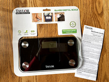 Taylor Digital Travel Scale Expandable Read Out  Black Glass - 7086B  -EUC