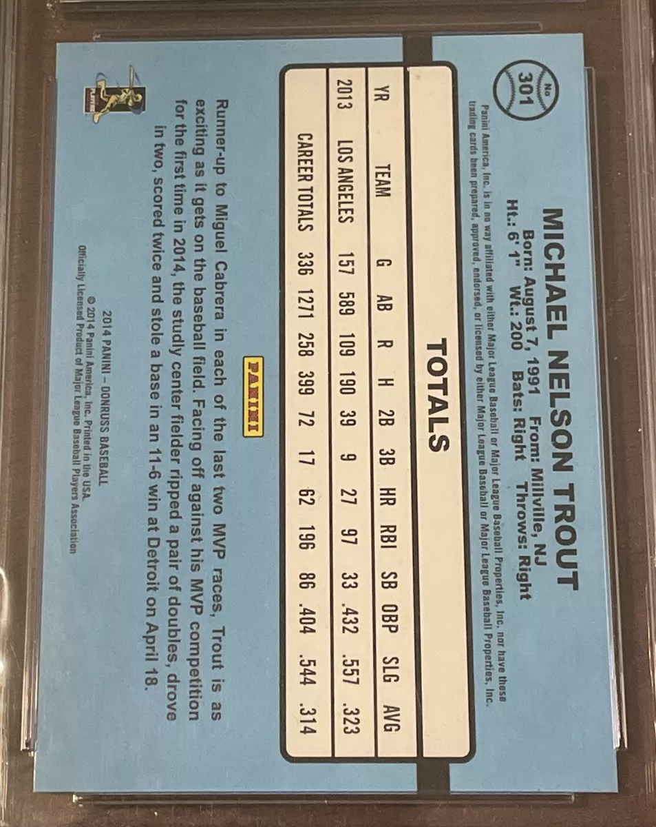 2014 Donruss Mike Trout #301 Silver Press Proof /199 CSG 9.5 GEM MINT