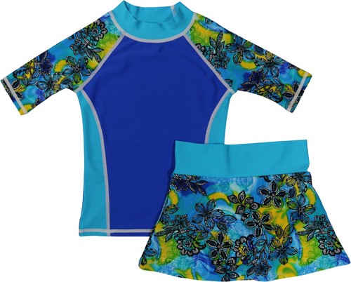 Girls Rashguard Sun Protective Swim Shirt & Swim Skirt UPF 50 Made in USA - Picture 41 of 43