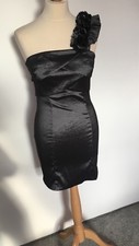 ladies dress size 10 charcoal grey stretch satin, one shoulder *REDUCED*