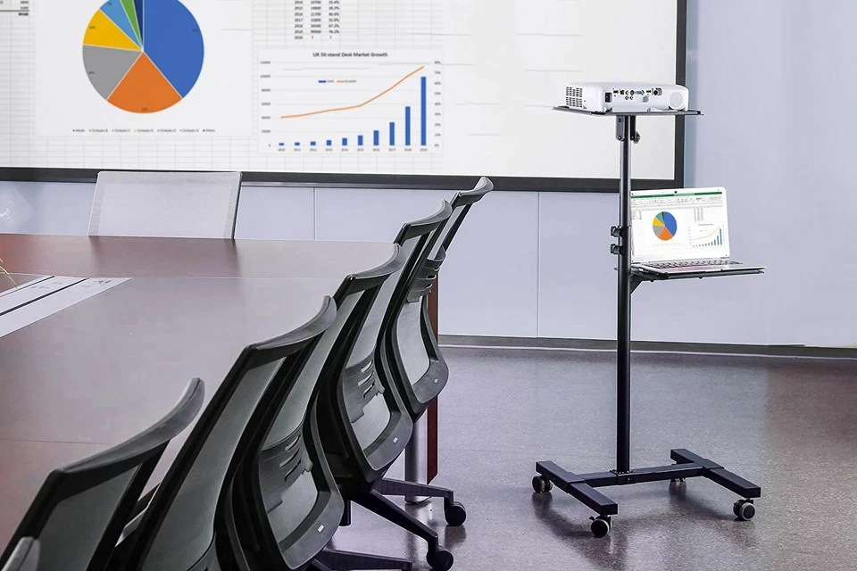 PTS08 Mobile Projector Stand/Height Adjustable Trolley w/ Laptop Shelf - Image 2 of 4